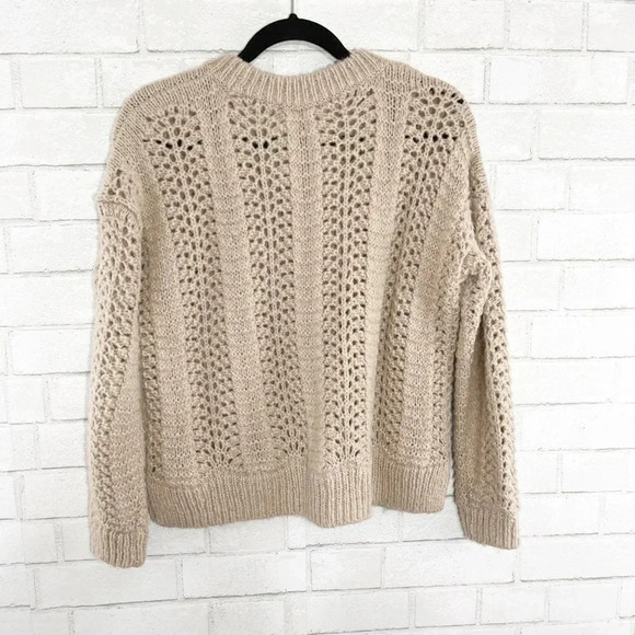 Madewell Beige Colored Open Weave Alpaca & Wool Blend Sweater Women's Size Small - Picture 2 of 6